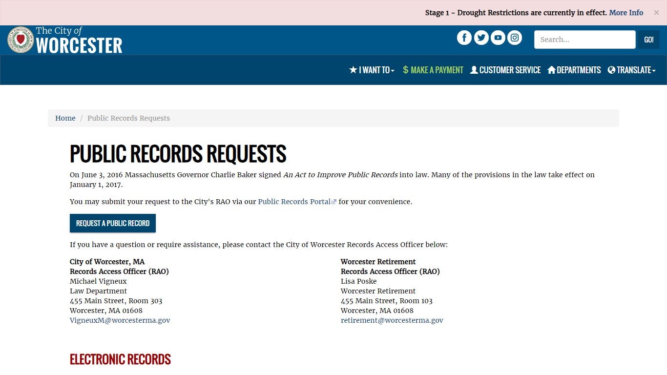 Public Records Requests | City of Worcester, MA